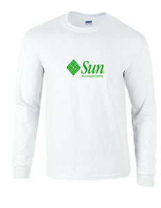 Sun Microsystems Green  Logo T-shirt Computer  Geek White  Long Sleeve Shirt