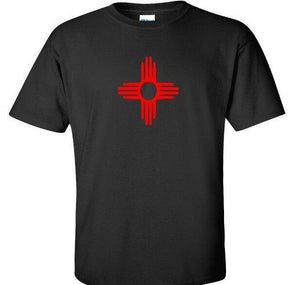 Red New Mexico State Flag Symbol Black T-Shirt Santa Fe Tee Shirt S-5XL