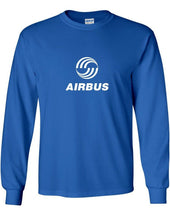 Load image into Gallery viewer, Airbus White Retro Logo European Aviation Geek Royal Blue Cotton T-Shirt
