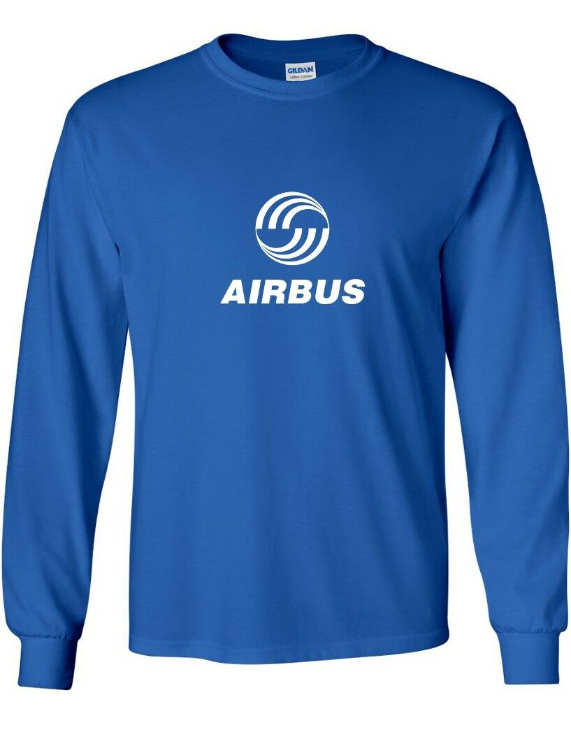 Airbus White Retro Logo European Aviation Geek Royal Blue Cotton T-Shirt