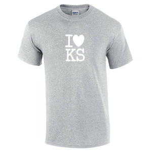 I Heart Love KS Shirt Kansas the Sunflower State Gray White Gift T-shirt S-5XL