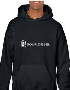 Sour Diesel White Logo Herb Stoner Smoke Geek Black Hoodie Hooded Sweatshirt