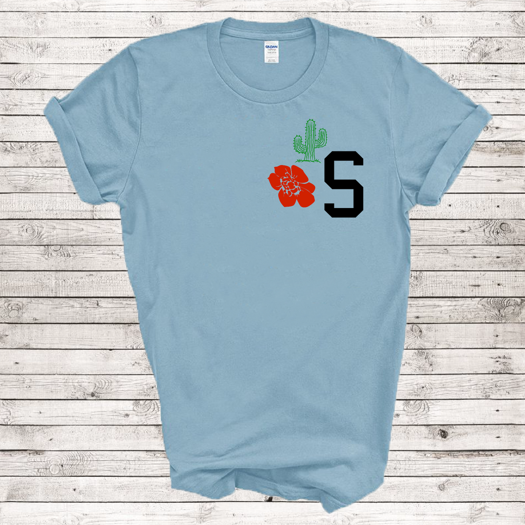 Monogram S Names Flower Cactus Fashion 21st Century Woman Retro Gift T-shirt