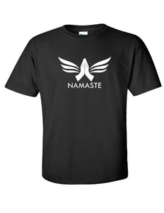 Namaste Yoga Pilates Stretch Downward Dog Indian Meditation Life Cotton T-shirt