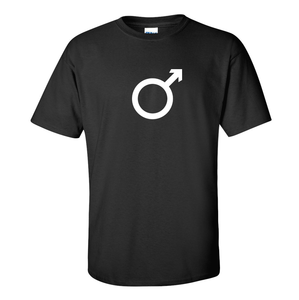 White Male SYMBOL on Black T-shirt  Man Masculine Cotton Shirt S-5XL