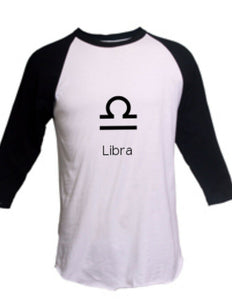 Libra 3/4 Sleeve  Raglan T-Shirt Horoscope Birthday gift Scales Air Sign Zodiac