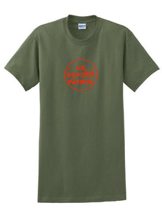 Red US Border Patrol Seal Military Green T-shirt Trump Conservative Shirt