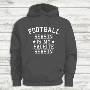 Football Season Favorite Season Funny Charcoal Gray Hoodie Hooded Sweatshirt