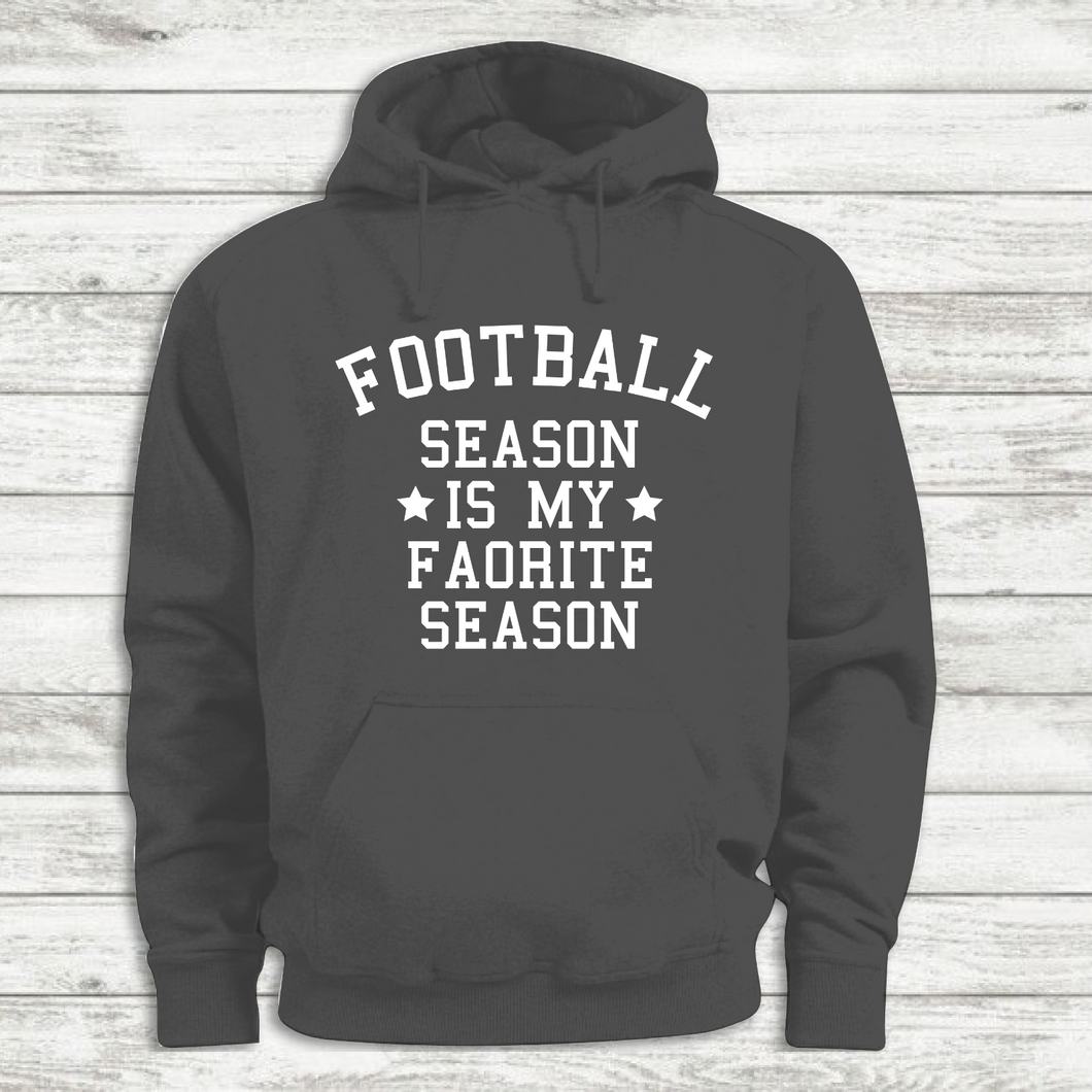 Football Season Favorite Season Funny Charcoal Gray Hoodie Hooded Sweatshirt