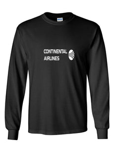 Continental Airline White Vintage Logo US Black Long Sleeve Cotton T-Shirt