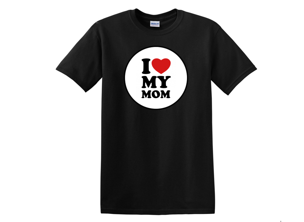 I Love my MOM Tee Shirt Retro Heart Mother Parent Mommy Maternal Black T-Shirt