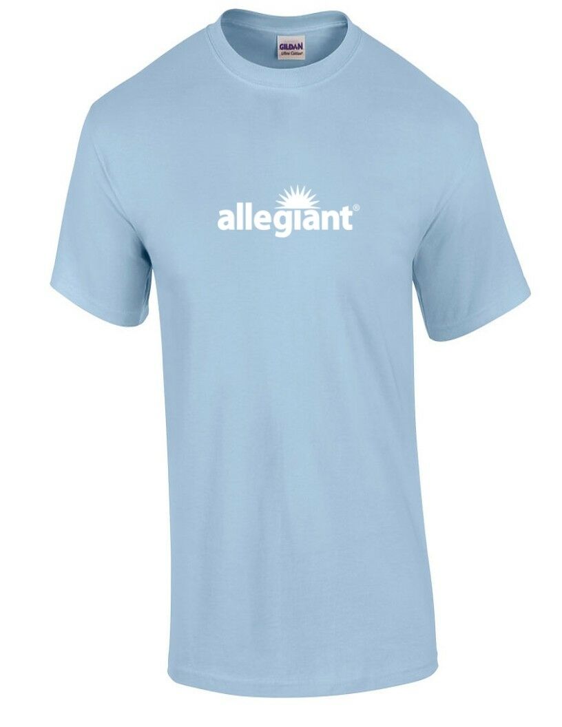 Allegiant Airline White Logo US Aviation Travel Cotton Light Blue T-Shirt