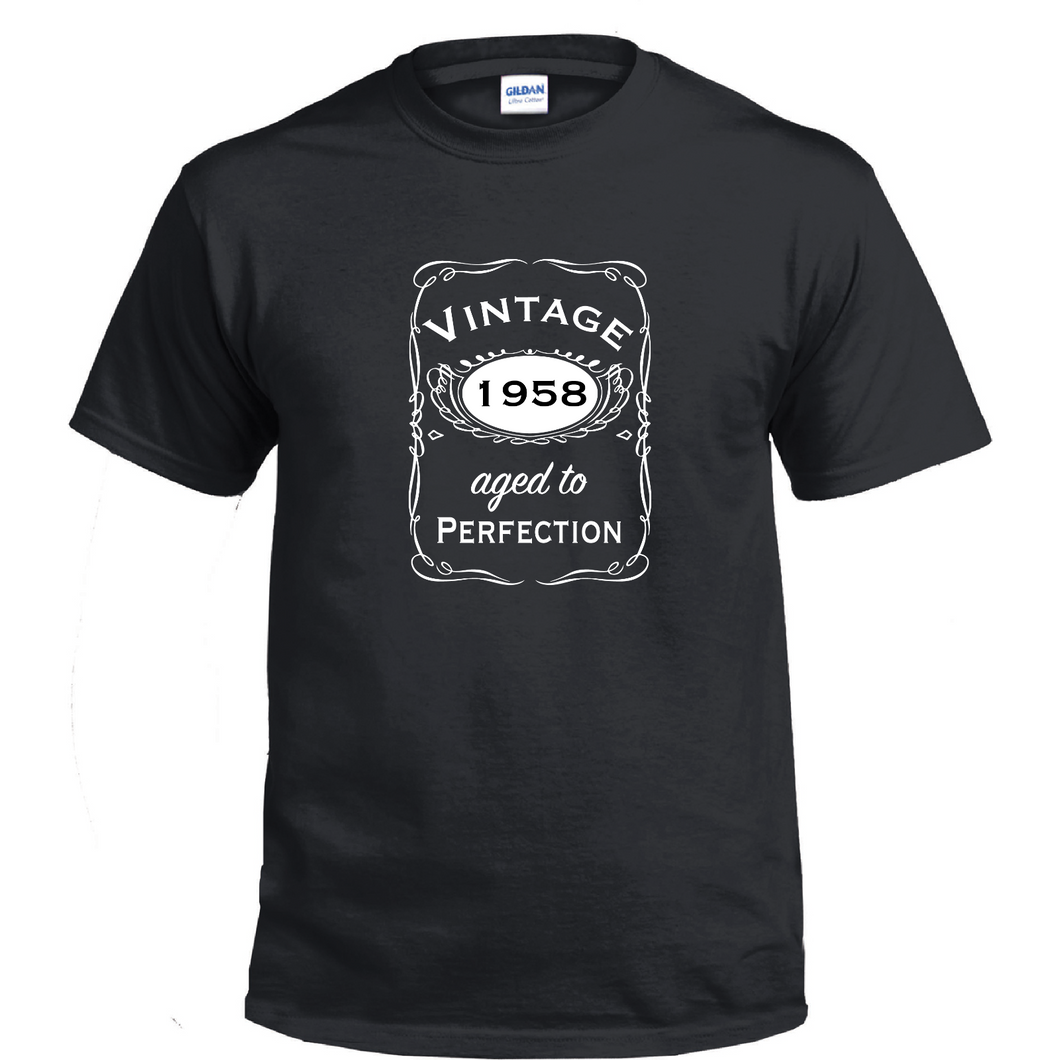 Vintage Aged To Perfection 1958 50s Birthday Gift Whiskey Gift Cotton T-shirt