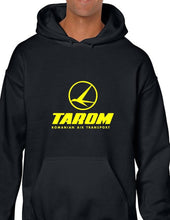 Load image into Gallery viewer, Tarom Romanian Air Transport Airline Yellow Logo Black Hoodie Hooded Sweatshirt
