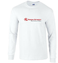 Load image into Gallery viewer, Kenya Airways Black Red Logo African Airline White Long Sleeve T-shirt
