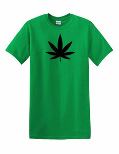 Marijuana Leaf Logo Cannabis Lover 420 Tee Shirt Black Sativa Leaf Green T-shirt