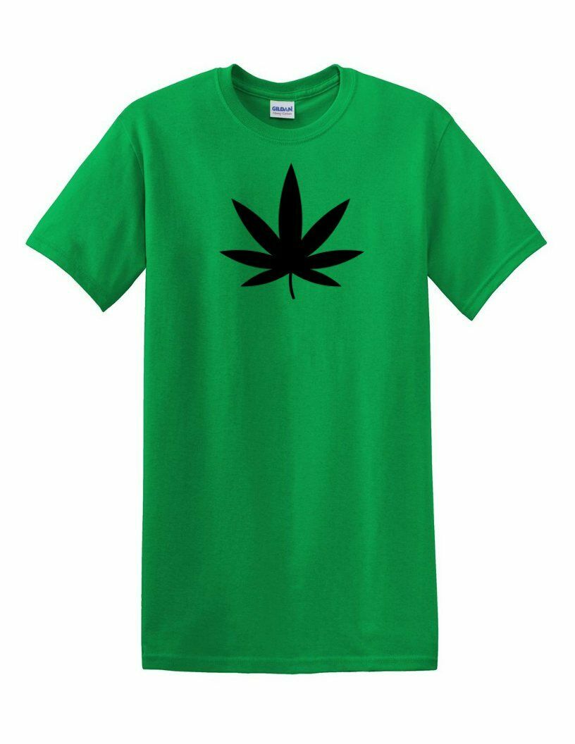 Marijuana Leaf Logo Cannabis Lover 420 Tee Shirt Black Sativa Leaf Green T-shirt