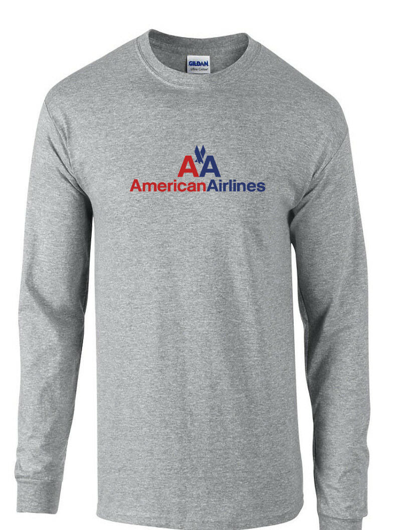 American Airlines Retro Logo Shirt US Airline Sport Gray Long Sleeve T-Shirt