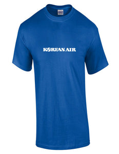 Korean Air White Logo Asian Airline Royal Blue Cotton T-shirt