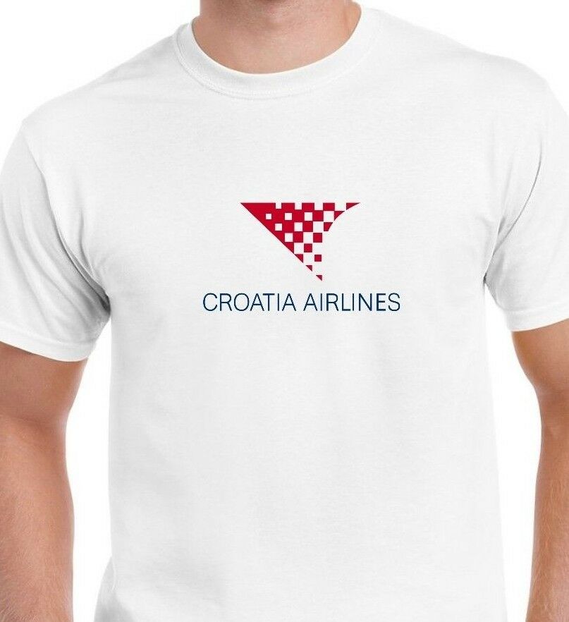 Croatia Airlines Red Blue Logo Croatian Aviation White Cotton T-shirt