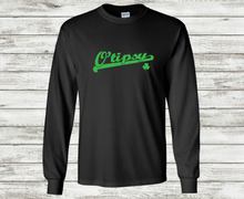 Load image into Gallery viewer, O tipsy St Patricks Day Funny Jersey Tail Script Shamrock Cotton Long Sleeve
