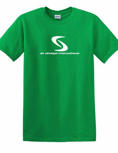 Air Senegal Retro White Logo Tee Airline Travel Aviation Green Cotton T-shirt