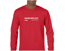 Load image into Gallery viewer, Aeroflot Retro White Logo Russian Tee Shirt Airline Aviation Red Long Sleeve
