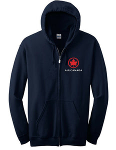 Air Canada  Leaf Logo Full Zip Hoodie Canadian Airline Travel Hooded Sweatshirt