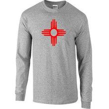 Load image into Gallery viewer, Red New Mexico State Flag Symbol Sport Gray Shirt Long Sleeve Santa Fe T-Shirt
