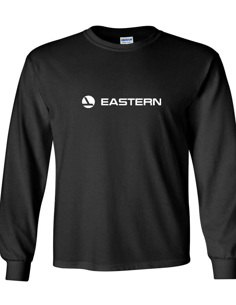 Eastern Airlines White Retro Logo Shirt Aviation Black Long Sleeve T-shirt