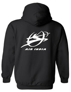 Air India White Logo Indian Airline Back Geek Black Hoodie Hooded Sweatshirt