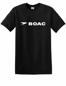 BOAC British Overseas Airways Company Airline Tee English Black Cotton T-shirt