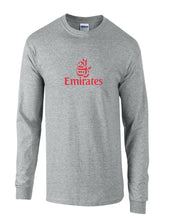 Load image into Gallery viewer, Emirates Red Vintage Logo Shirt Emirati Airline Sport Gray Long Sleeve T-Shirt
