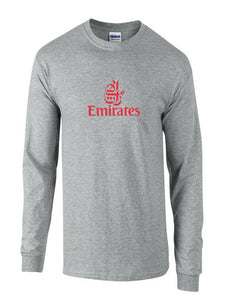 Emirates Red Vintage Logo Shirt Emirati Airline Sport Gray Long Sleeve T-Shirt