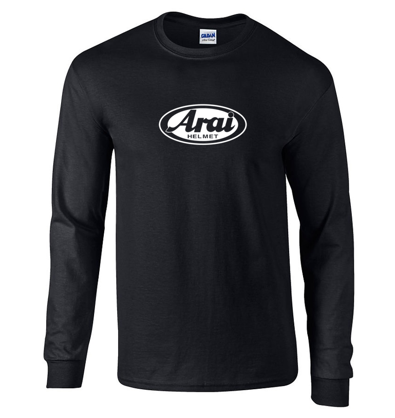 Arai Racing Helmet White Gray Black Logo Long Sleeve Mens Cotton T-Shirt