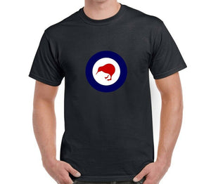 New Zealand Roundel Kiwi Round Flag Logo Air Force Black Cotton T-shirt