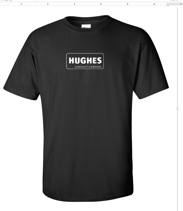 Hughes Aircraft Black Retro Logo US Airline Aviation Vintage T-Shirt S - 5XL