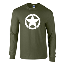 Load image into Gallery viewer, Willys Army Star Long Sleeve Shirt T-Shirt Black White Gray Military Green
