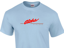 Load image into Gallery viewer, Aloha Airlines Red Retro Logo Shirt Hawaiian Airline Sky Blue Cotton T-Shirt
