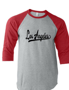 Los Angeles 3/4 Sleeve Raglan T-Shirt LA Baseball Sports Tail Style All Colors