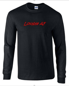 Loveable AF  T-Shirt Black Red Funny Gift Millennial Long Sleeve Shirt S-5XL