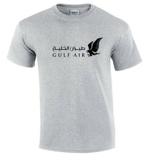 Load image into Gallery viewer, Gulf Air Black Logo Bahrain Airline Sport Gray Cotton T-shirt
