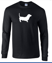 Load image into Gallery viewer, Basset Hound Black T-shirt Long Sleeve Shirt White Silhouette Hound Dog S - 5XL
