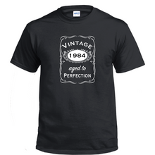 Load image into Gallery viewer, Vintage Aged To Perfection 1984 80s Birthday Gift Whiskey Gift Cotton T-shirt
