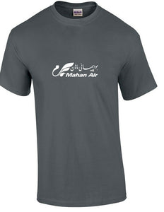 Mahan Air White Logo Iranian Airline Dark Gray Aviation Geek Cotton T-Shirt