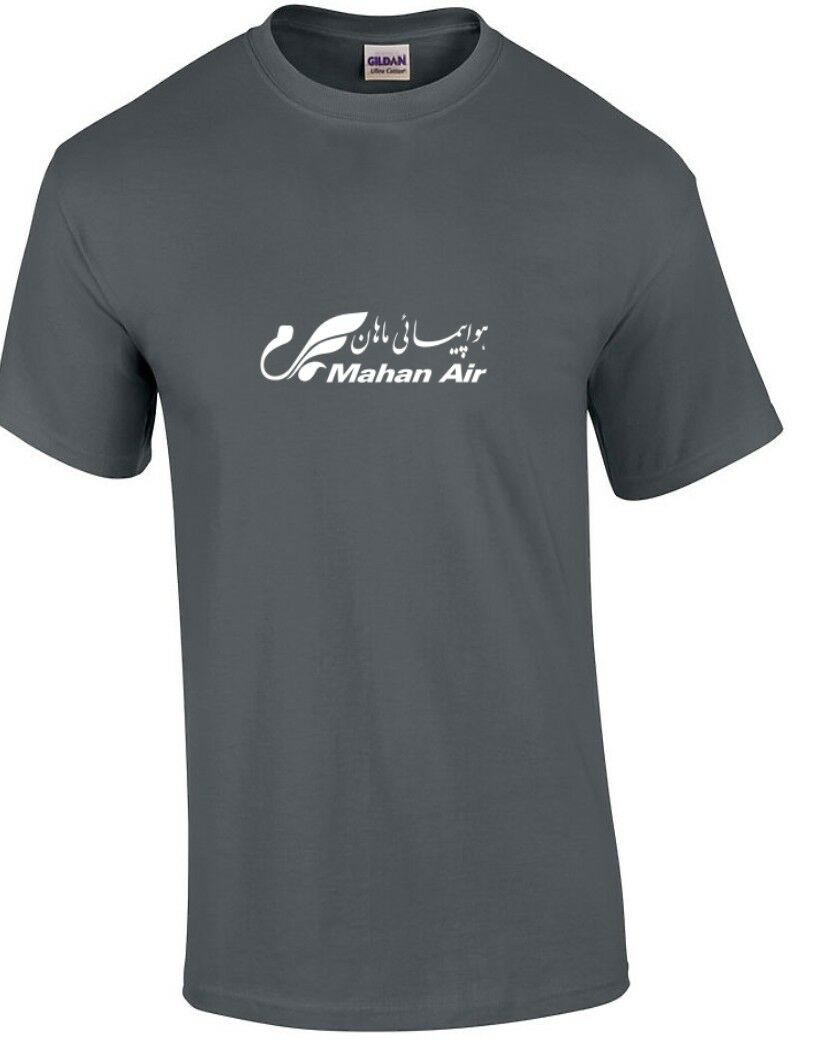 Mahan Air White Logo Iranian Airline Dark Gray Aviation Geek Cotton T-Shirt