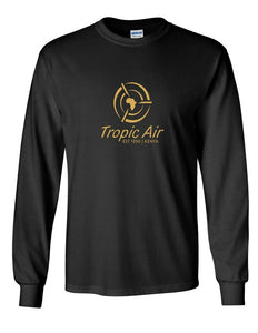 Tropic Air Kenya Gold Logo Kenyan African Long Sleeve Black Cotton T-shirt