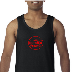 US Border Patrol Tank Top Immigration Sleeveless Shirt Black Red S-3XL