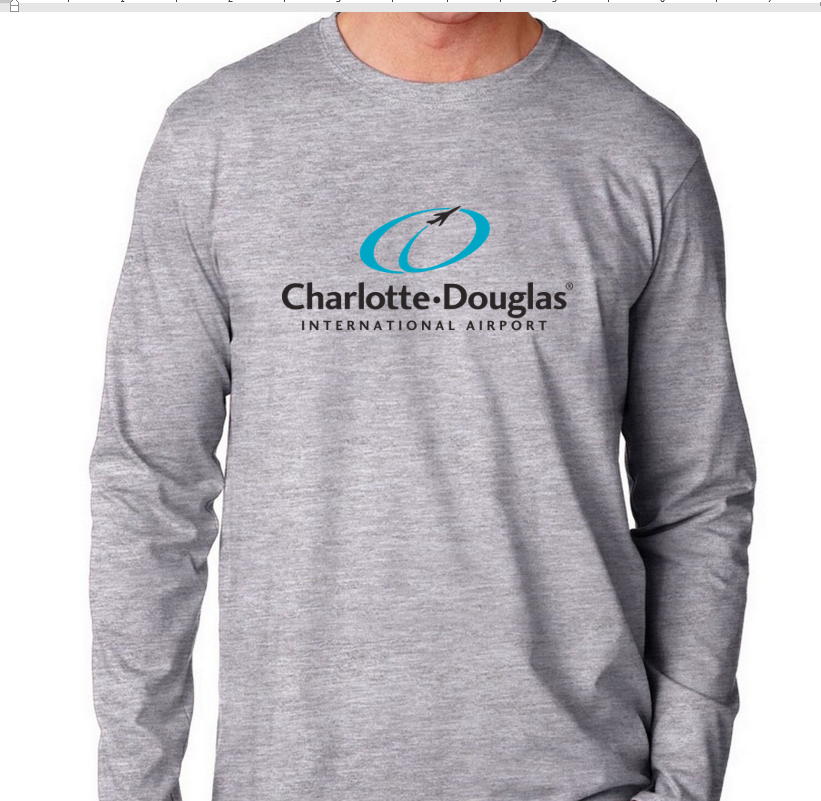 Charlotte Douglas International Airport T-shirt Carolina Gray Long Sleeve Tee