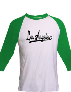 Los Angeles 3/4 Sleeve Raglan T-Shirt LA Baseball Sports Tail Style All Colors